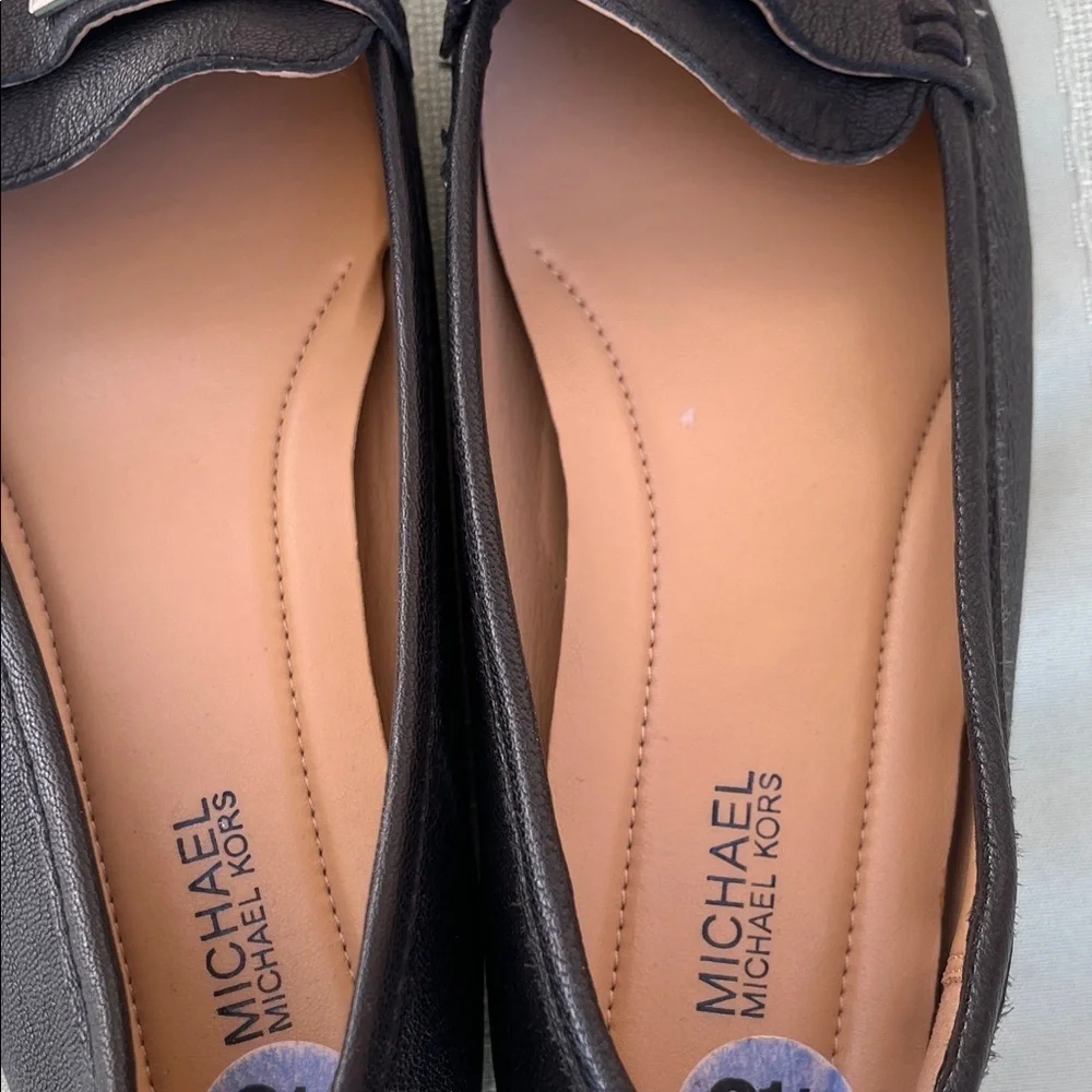 Michael Kors Black Leather Logo Charm Loafers